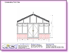 Image thumbnail of the Front View CAD line drawing report available within ComfortableConservatories.