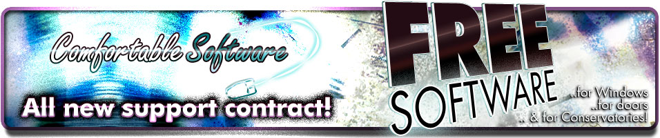 Banner describing ComfortableSoftwares new support contracts. Includes 1 free software item per contract!